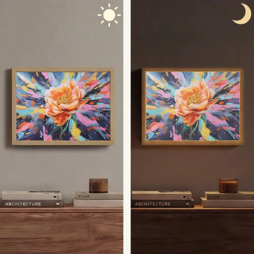 Bloemexplosie - Felle spatten - Dynamisch Light Box met batterij (Wandlamp) middel -sfeer3