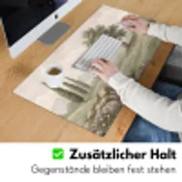 Heuvellandschap - Bomen - Natuur - Groen Muismat XXL klein -ysfeer3_duits