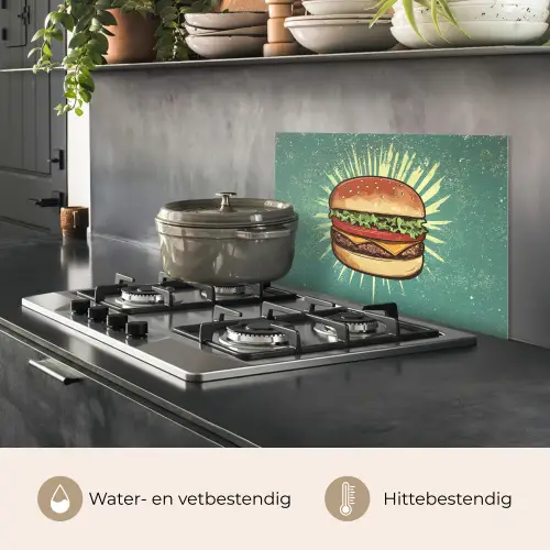Hamburger - Illustratie - Sla - Kaas keuken achterwand spatscherm klein -usp_NL
