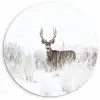 Hert - Winter - Sneeuw - Dieren - Seizoenen - Wit Wandcirkel kunststof plaat 5mm dik klein -3d