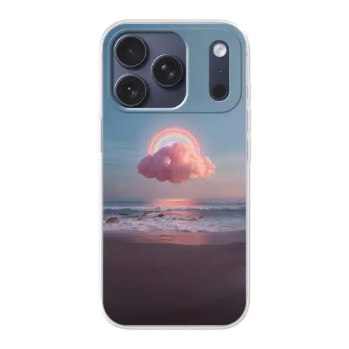 Wolk - Regenboog - Zee Telefoonhoesje iPhone 17 Pro klein -3d
