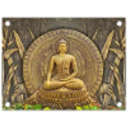 Gouden Boeddha-reliëf tuinposter los doek klein -3d