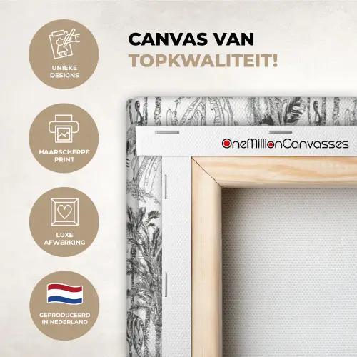 Tijger - Oerwoud - Grijs canvas 2cm xxl 828 -sfeer2