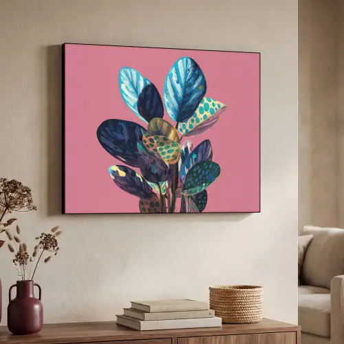 Plant - Bladeren - Stippen - Abstract Textielframe zwart klein -sfeer3