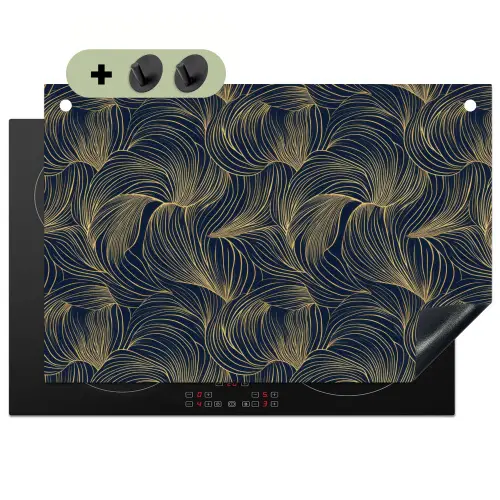 Abstract - Lijnen - Blauw - Goud Inductie beschemer met haakjes klein 777 -3d