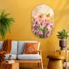 Vlinders - Oranje - Bloemen Wandcirkel Ovaal Glas middel -sfeer4