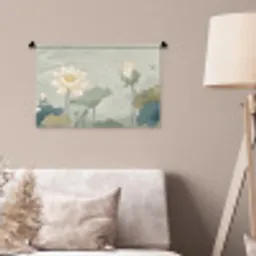 Lotus - Bloemen - Groen Wandkleed katoen klein -sfeer4