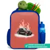 Grijze auto met roze vlammen Kinderrugzak - Blauw middel -inhoud_NL