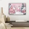 Kerstdorp - Roze - Winter - Sneeuw - Huizen canvas 2cm klein -sfeer6