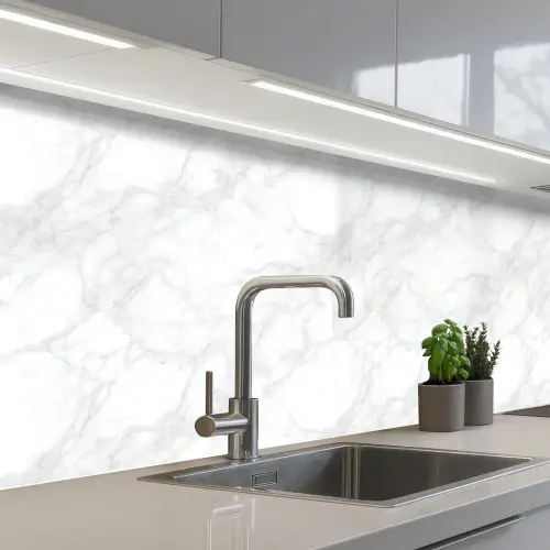 Minimalistisch - Wit - Grijze aders keuken achterwand 2 middel 871 -3d_schuin