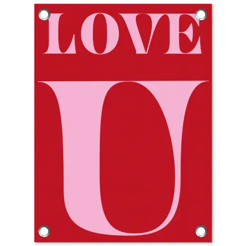 Rood - Love - Valentijn - Roze tuinposter los doek klein -3d