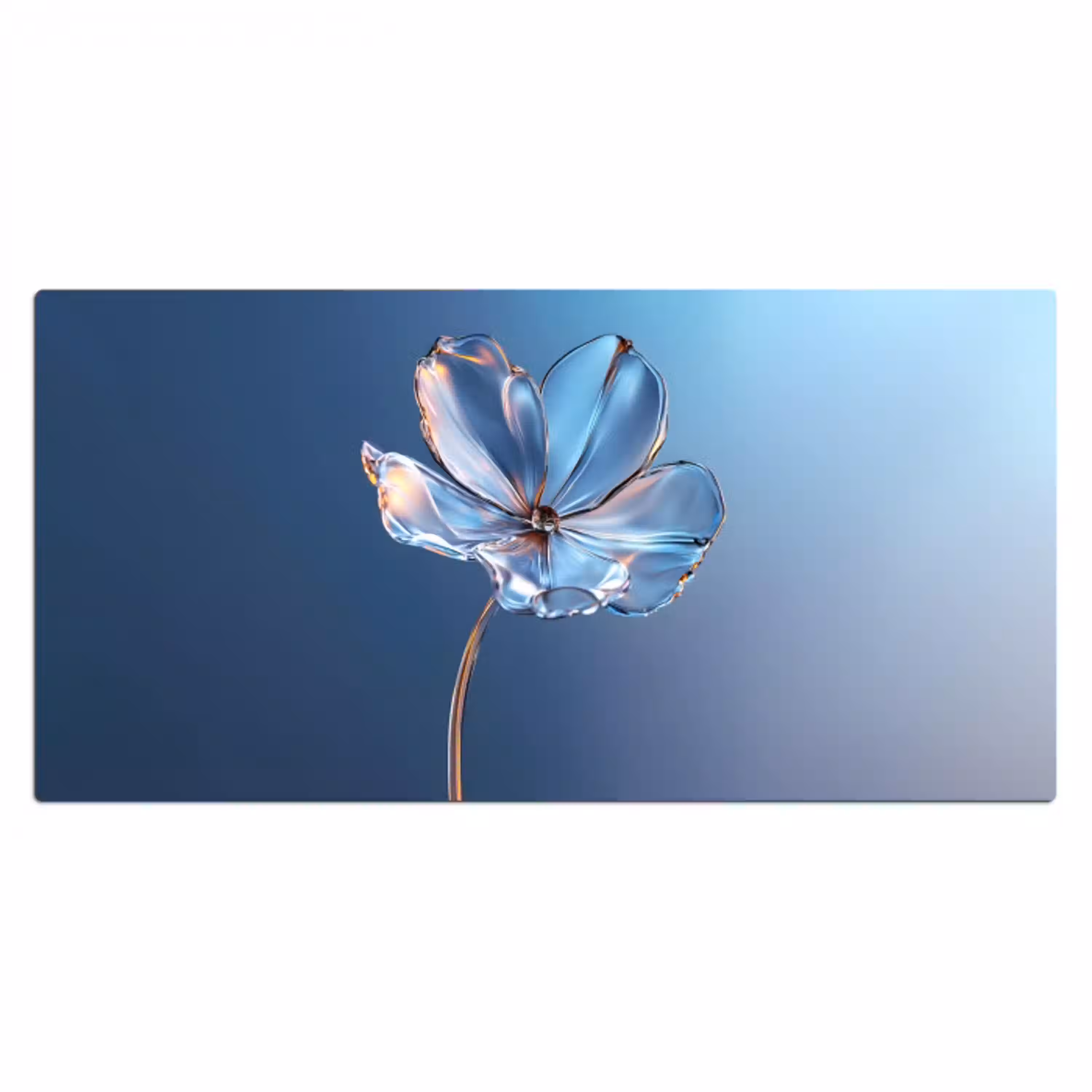 Blauw - Bloem - Glazen - Sierlijk Muismat XXL klein -3d_leeg