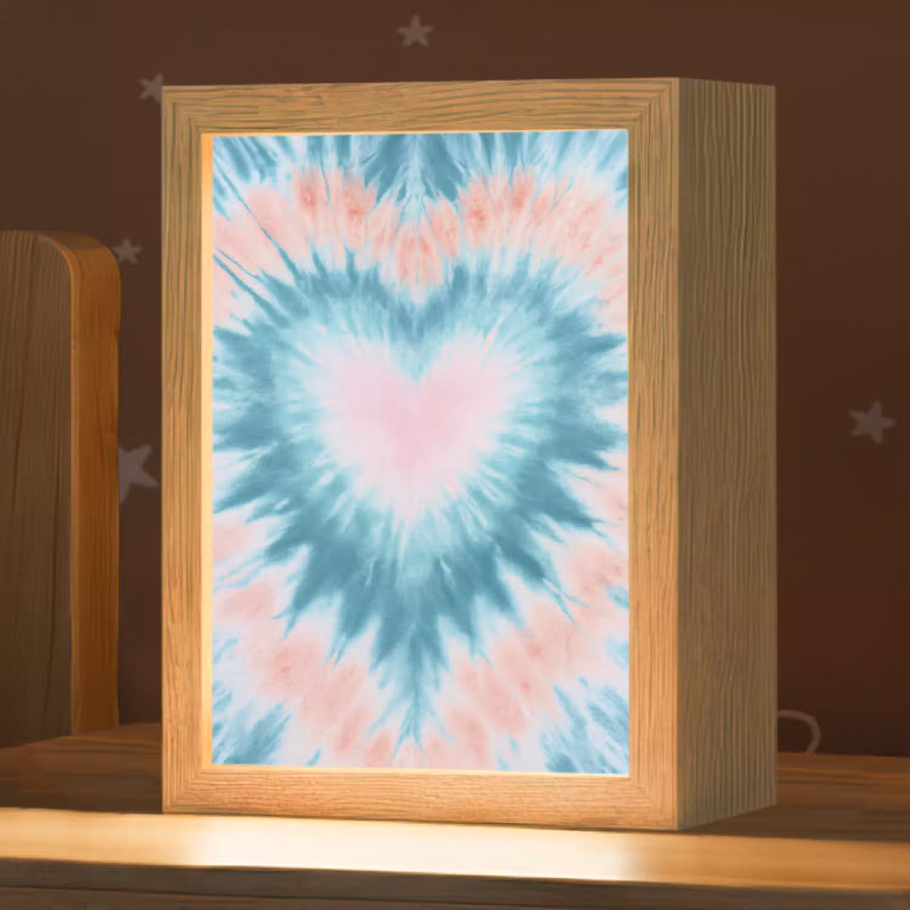 Hartvormig - Tie dye - Pasteltinten - Lichtgroen Light Box met kabel klein -zzz_3d_website