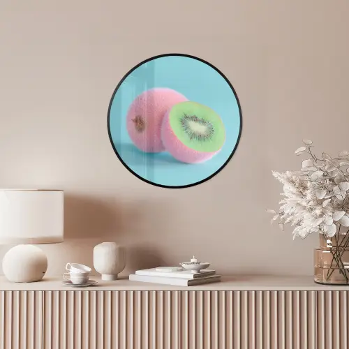 Kiwi - Blauw - Surrealistisch Fotolijst rond zonder passe partout klein -sfeer3