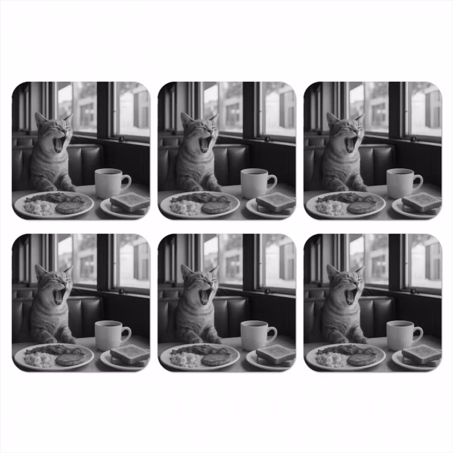 Untersetzer​ - Katze - Kaffee - Brot - Schwarz