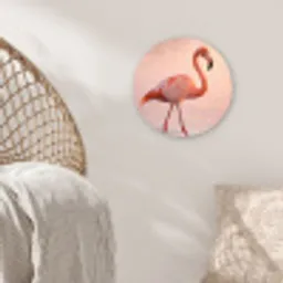 Flamingo - Water - Roze Wandcirkel kunststof plaat 5mm dik klein -sfeer5