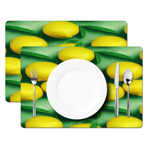 Citroenen - Geel - Groen - Druppels Placemat vinyl groot 368 -zzsfeer2_Kitchenyeah-website