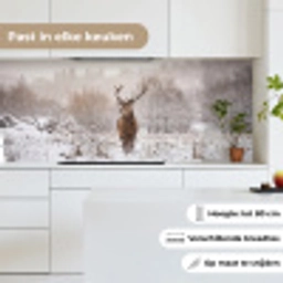 Edelhert - Bos - Sneeuw - Winter - Majestueus keuken achterwand 2 middel -sfeer4_NL
