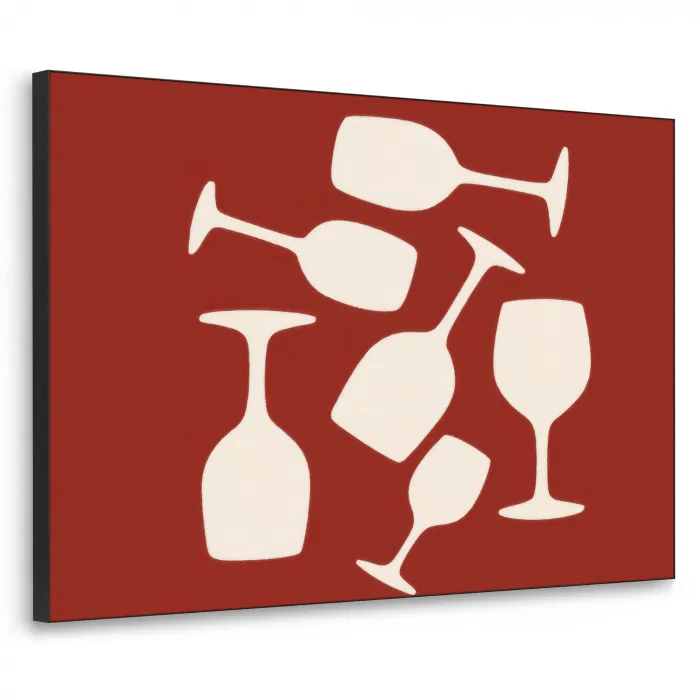 Wijnglazen - Silhouetten - Wit Textielframe zwart klein -3d