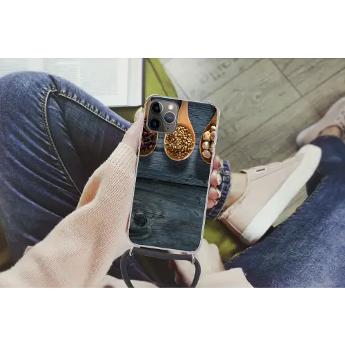 Kruiden - Lepels - Hout - Keuken - Specerijen - Industrieel Hoesje iPhone 12 Pro met koord klein -hand