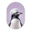 Pinguïn - Koksmuts - Lief - Paars Wandcirkel Ovaal Glas middel -3d
