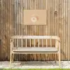 Perzik - Lijntekening - Pit - Beige Tuinposter op houten frame 2 cm dik klein -sfeer4