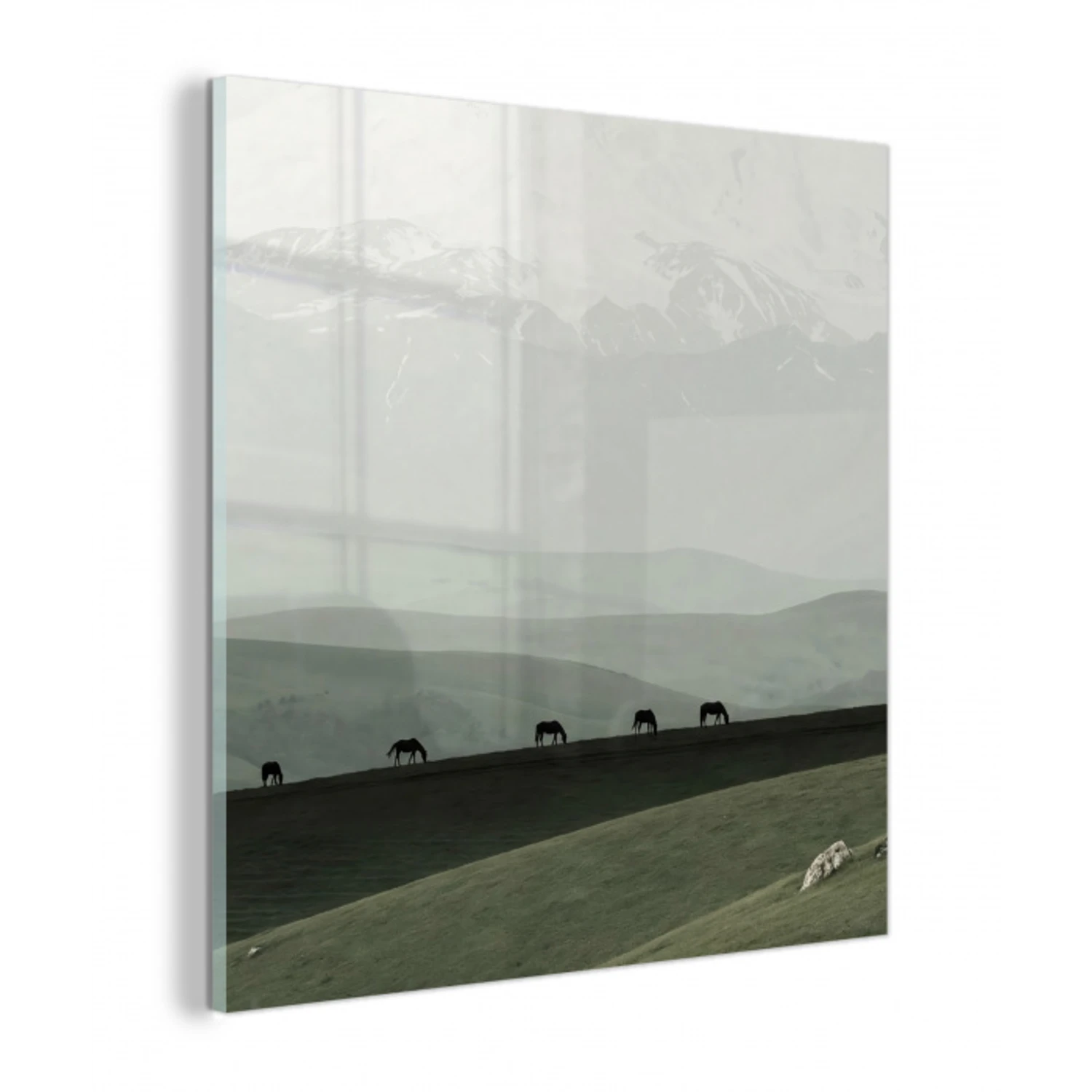 Grijs - Berg - Paarden plexiglas 5mm klein -z3d