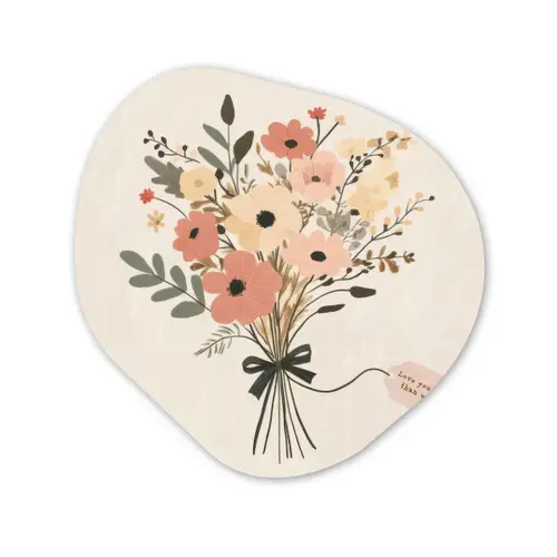 Bloemen - Quote - Beige - Lint Wandcirkel Organisch Aluminium middel -3d