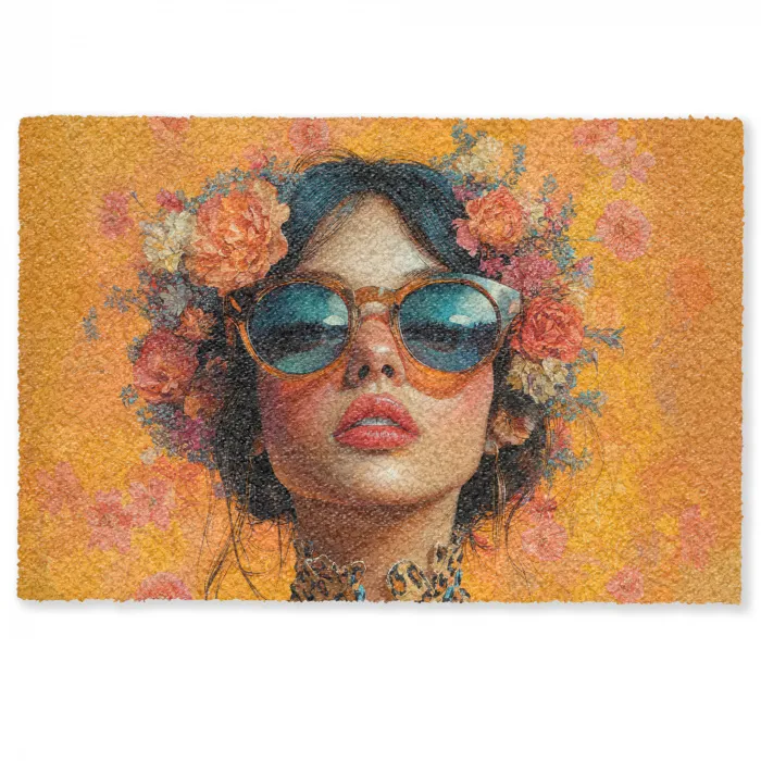 Vrouw - Bloemen - Aesthetic - Oranje Deurmat klein -zkaufland3d
