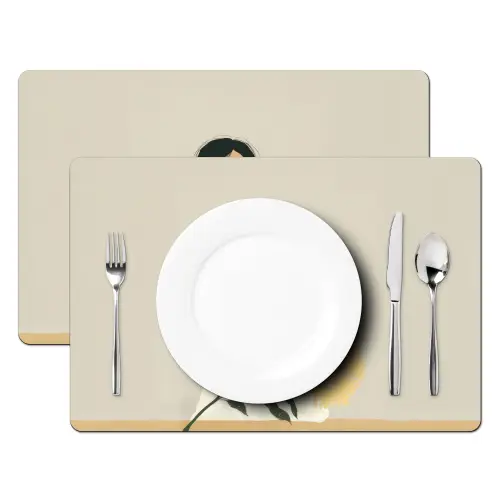 Vrouw - Bloem - Geel - Minimalistisch Placemat vinyl groot -zzsfeer2_Kitchenyeah-website