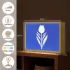 Tulp - Minimalistisch - Bladeren - Wit Light Box met batterij (Wandlamp) middel -USP_websiteoverzichtNL