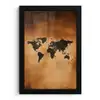 Wereldkaart - Bruin - Kaart fotolijst zwart zonder passe partout klein -3d
