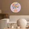 Vaas - Gestreept - Bloemen - Oranje Akoestische PET Vilt - Rond klein -sfeer1