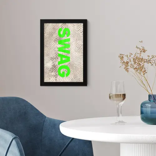 Slangenprint - SWAG - Neon - Groen fotolijst zwart zonder passe partout klein -sfeer4