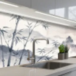 Bamboe - Azië - Grijs keuken achterwand 2 middel -3d_schuin