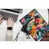 Schilderij - Abstract - Bloemen - Roze laptophoes neopreen klein -bureau