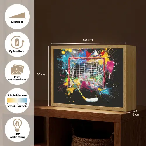 Graffiti - Sport - IJshockey - Hockey goal Light Box met batterij (Wandlamp) middel -USP_websiteoverzichtNL