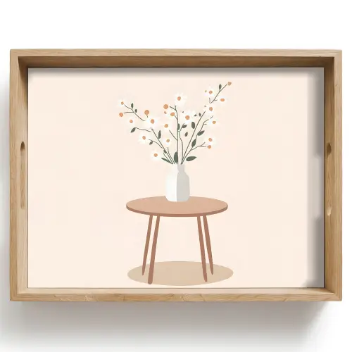 Vaas - Bloemen - Madeliefjes - Beige Dienblad Rechthoek middel -z3d_shopping
