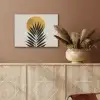 Zwart palmblad - Gouden cirkel - Beige achtergrond PET vilt klein -sfeer4
