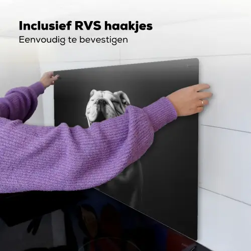 Buldog - Hond - Glas Inductie beschemer met haakjes middel -ky-ophangen-nl