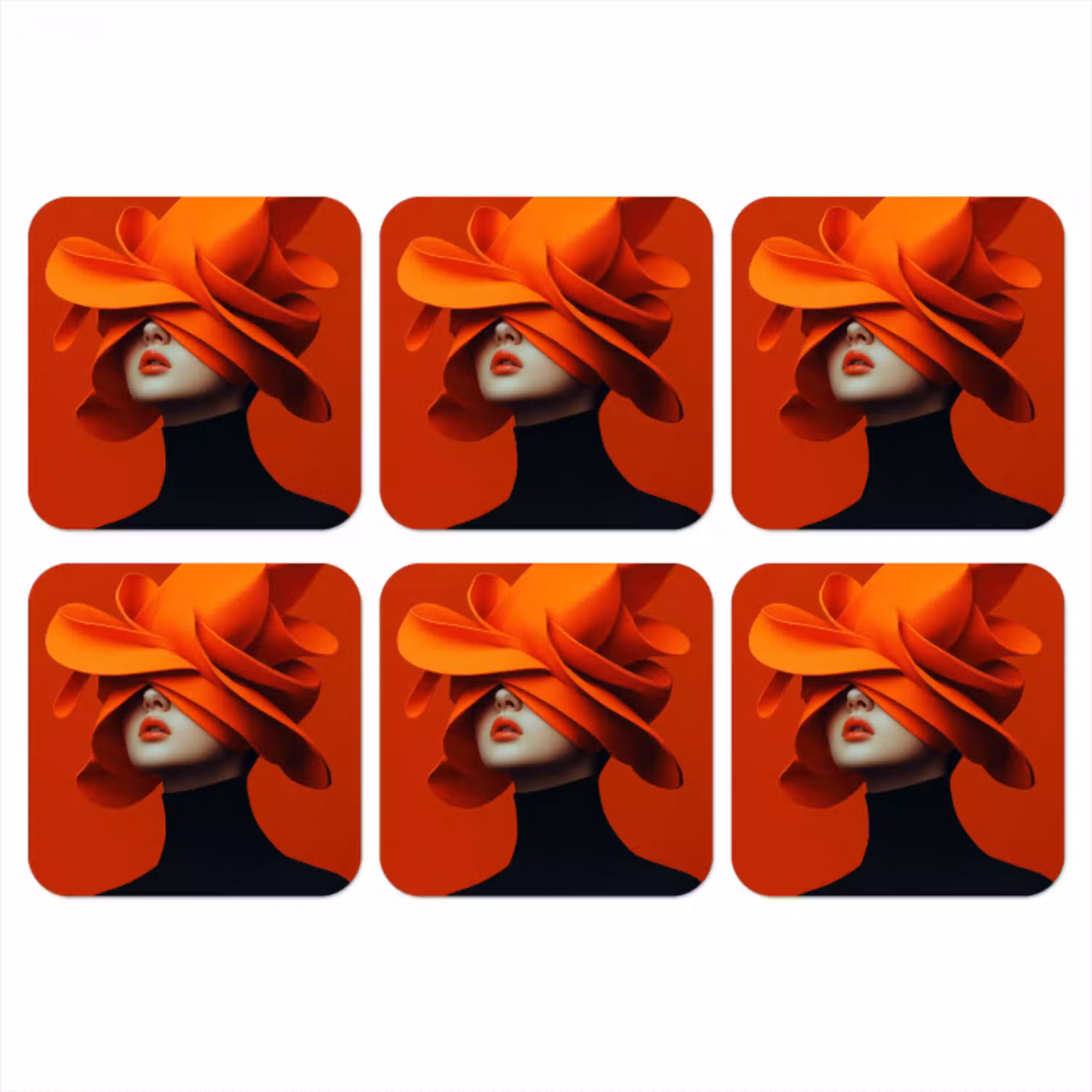 Oranje - Hoed - Vrouw onderzetter kurk middel -3d