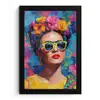 Vrolijk portret - Vrouw - Bloemenkroon fotolijst zwart zonder passe partout klein -3d