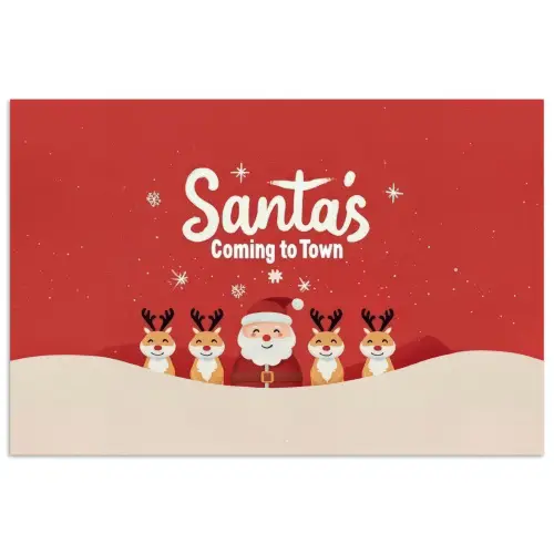 Illustratie - Kerstman - Rendieren - Rood poster papier klein -3d