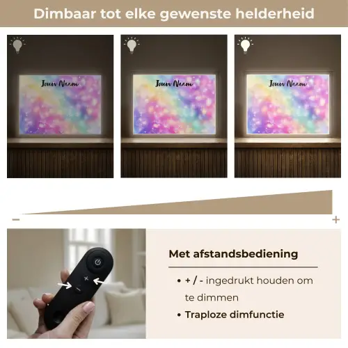 Licht - Regenboog - Hartjes Light Box met batterij (Wandlamp kind) middel -USP_dimbaarNL