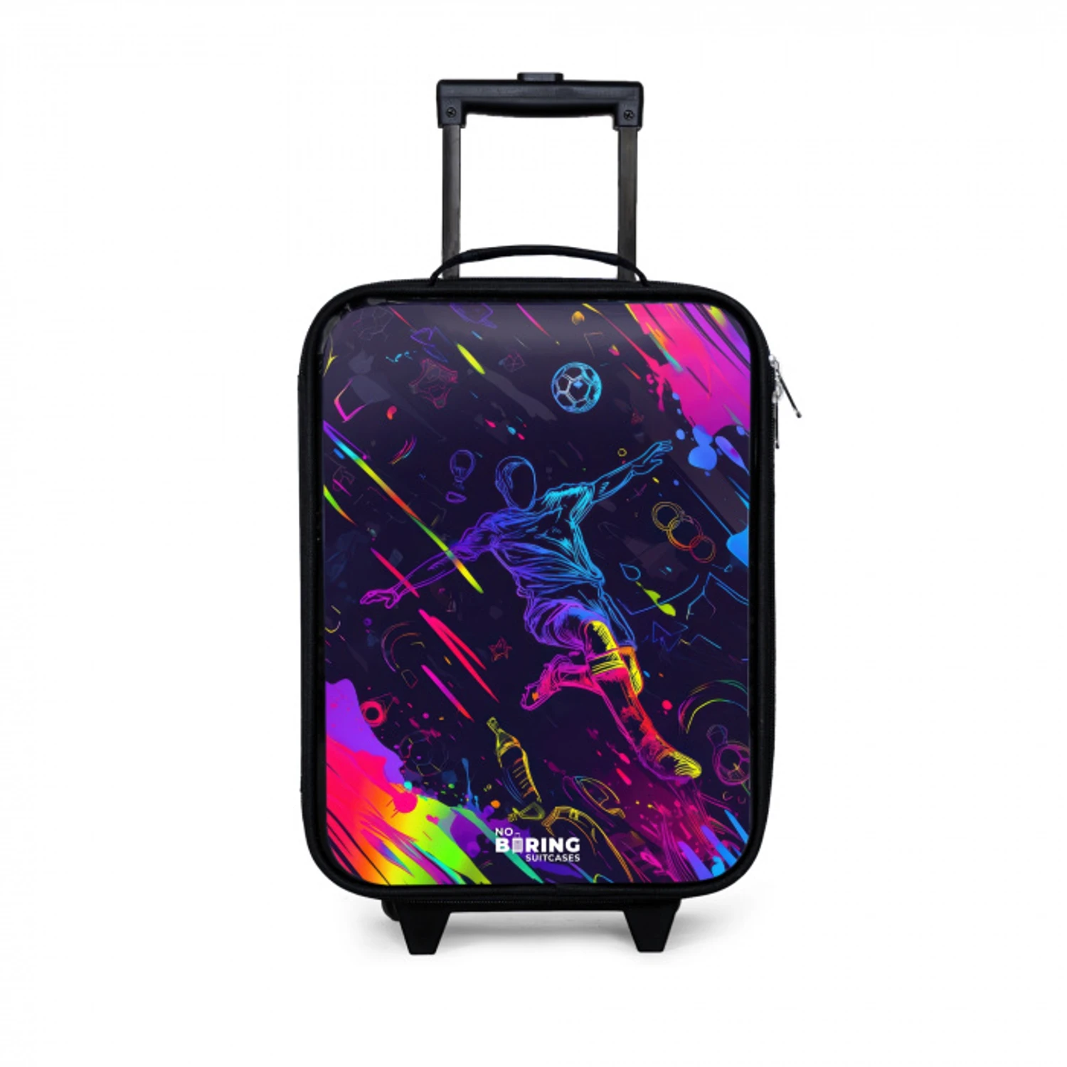 Neon actievolle voetbalspeler Kinderkoffer - Zwart klein -3d