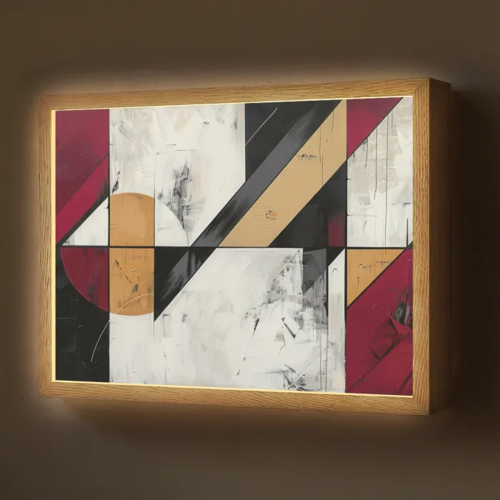 Modern - Abstract - Geometrisch - Rood - Industrieel Light Box met batterij (Wandlamp) middel -z3d_website