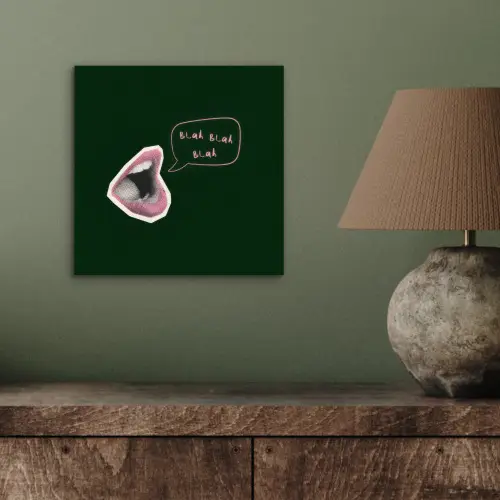 Illustratie - Mond - Donkergroen - Tekstwolkje aluminium wit klein -sfeer2