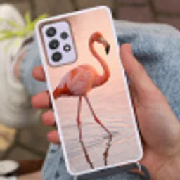 Flamingo - Water - Roze Hoesje Samsung Galaxy A52 5G met koord klein -sfeer3