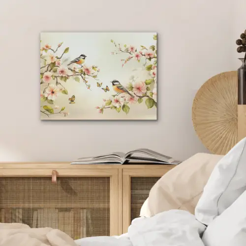 Takken - Bloemen - Vogeltjes - Roze PET vilt klein -sfeer3