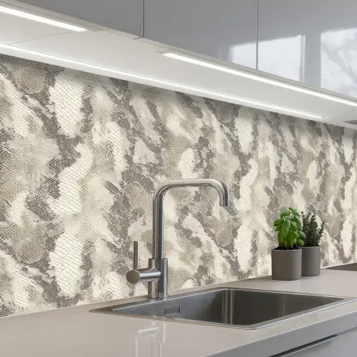 Slang - Patroon - Taupe keuken achterwand 2 middel 871 -3d_schuin